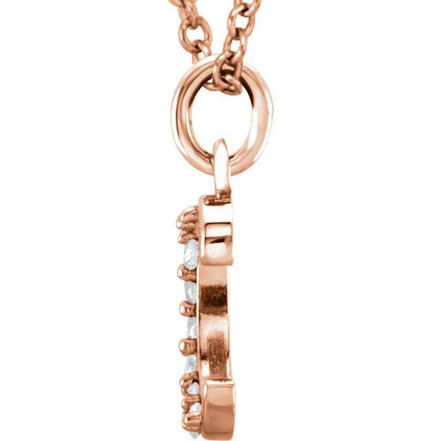 14k yellow rose white gold .03 ctw diamond tiny petite lowercase letter c initial alphabet pendant charm necklace