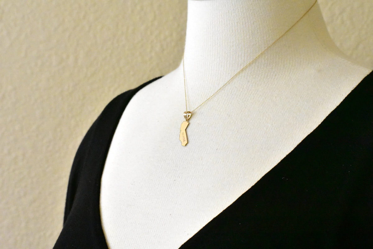 14k gold or sterling silver california ca state pendant charm personalized monogram