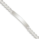 Φόρτωση εικόνας στο εργαλείο προβολής Συλλογής, Solid Sterling Silver Engravable Curb Link ID Bracelet Engraved Personalized Name Initials Dates
