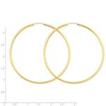 Lataa kuva Galleria-katseluun, 14k Yellow Gold Round Endless Hoop Earrings 64mm x 2mm
