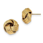 Load image into Gallery viewer, 14k Yellow Gold 14mm Textured Love Knot Stud Post Earrings
