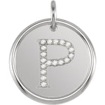 Load image into Gallery viewer, 14K Yellow Rose White Gold Genuine Diamond Uppercase Letter P Initial Alphabet Pendant Charm Custom Made To Order Personalized Engraved
