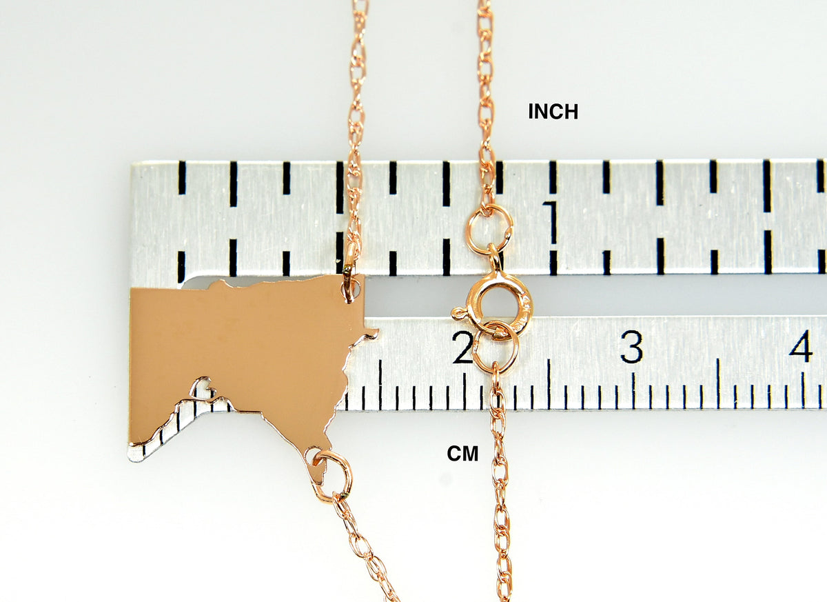 14k gold 10k gold silver minnesota mn state map necklace heart personalized city