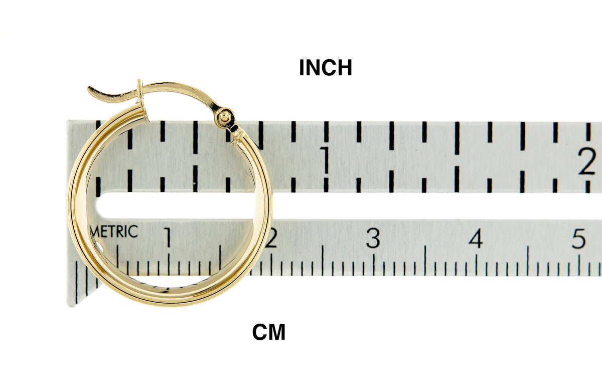 14k yellow gold round square tube hoop earrings 18mm x 7mm