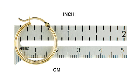 14k yellow gold round square tube hoop earrings 18mm x 7mm