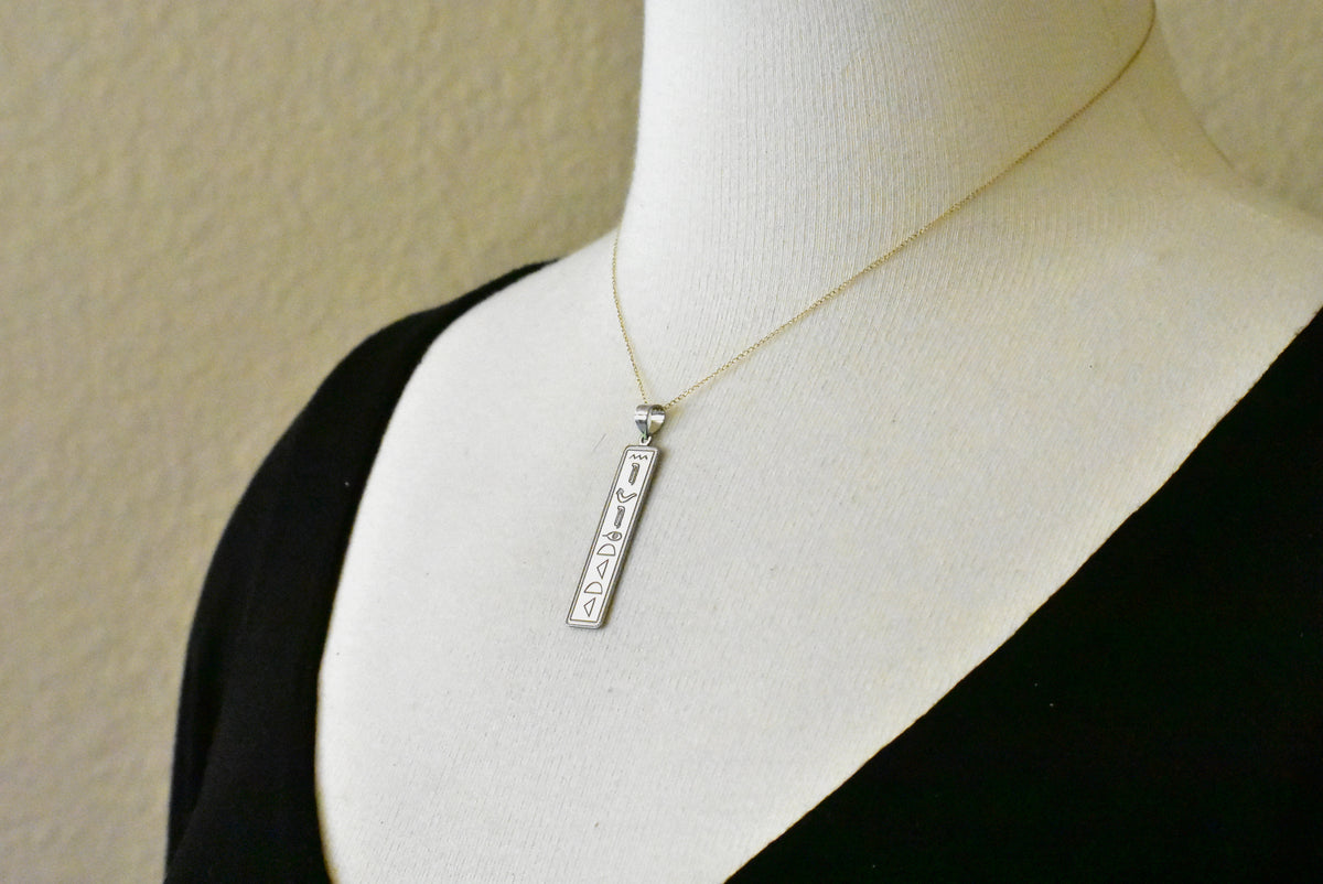 14k 10k yellow white gold sterling silver egyptian hieroglyphics alphabet rectangle pendant charm personalized engraved