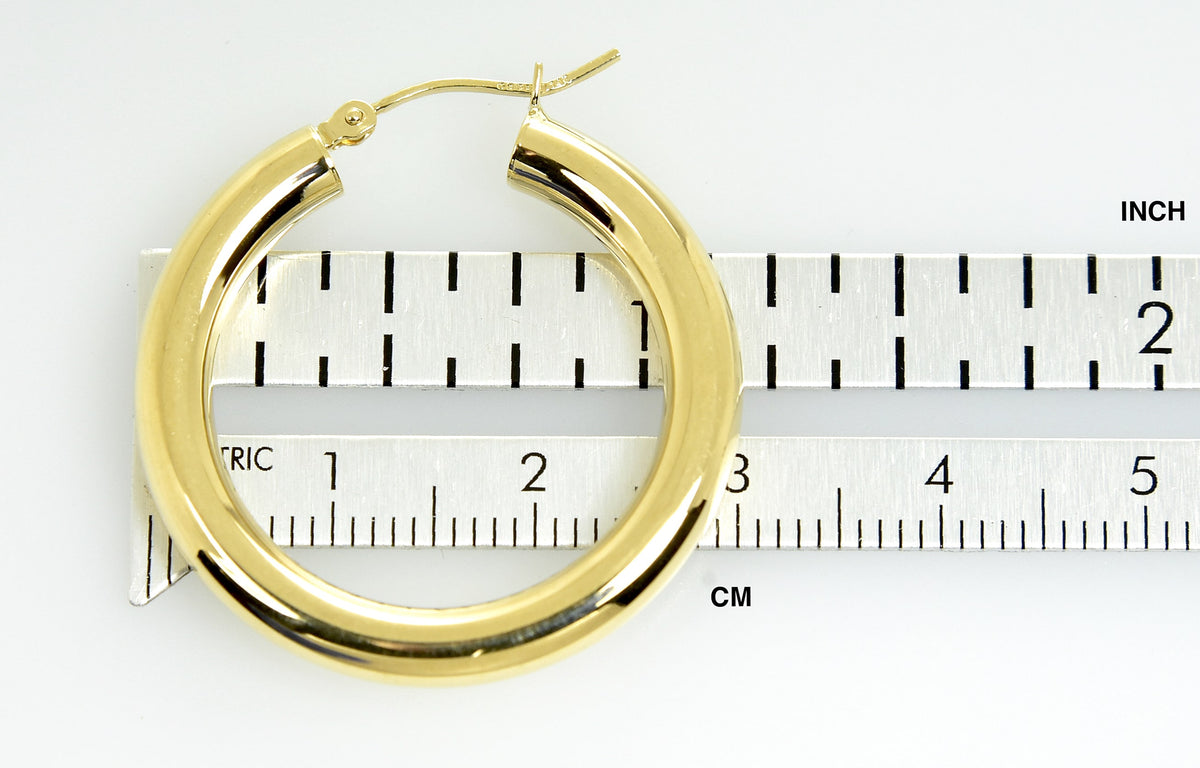 14k yellow gold classic lightweight round hoop earrings 29mmx4mm