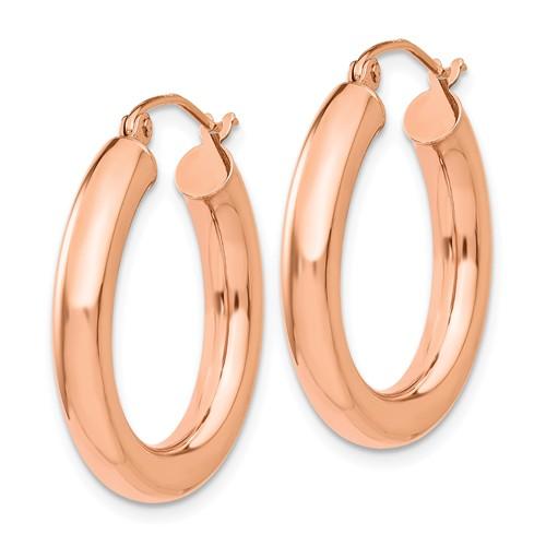 14K Rose Gold Classic Round Hoop Earrings 25mm x 4mm
