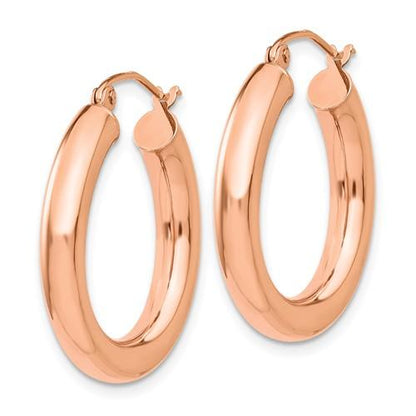 14k rose gold classic round hoop earrings 25mm x 4mm