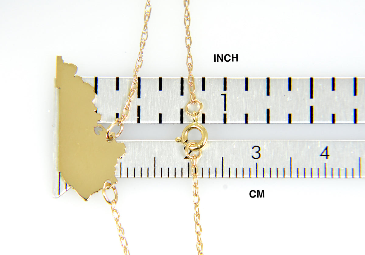 14k gold 10k gold silver kentucky state map necklace heart personalized city