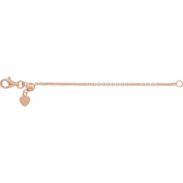 14k yellow rose white gold or sterling silver cable chain extender adjustable up to 3 inches with lobster clasp