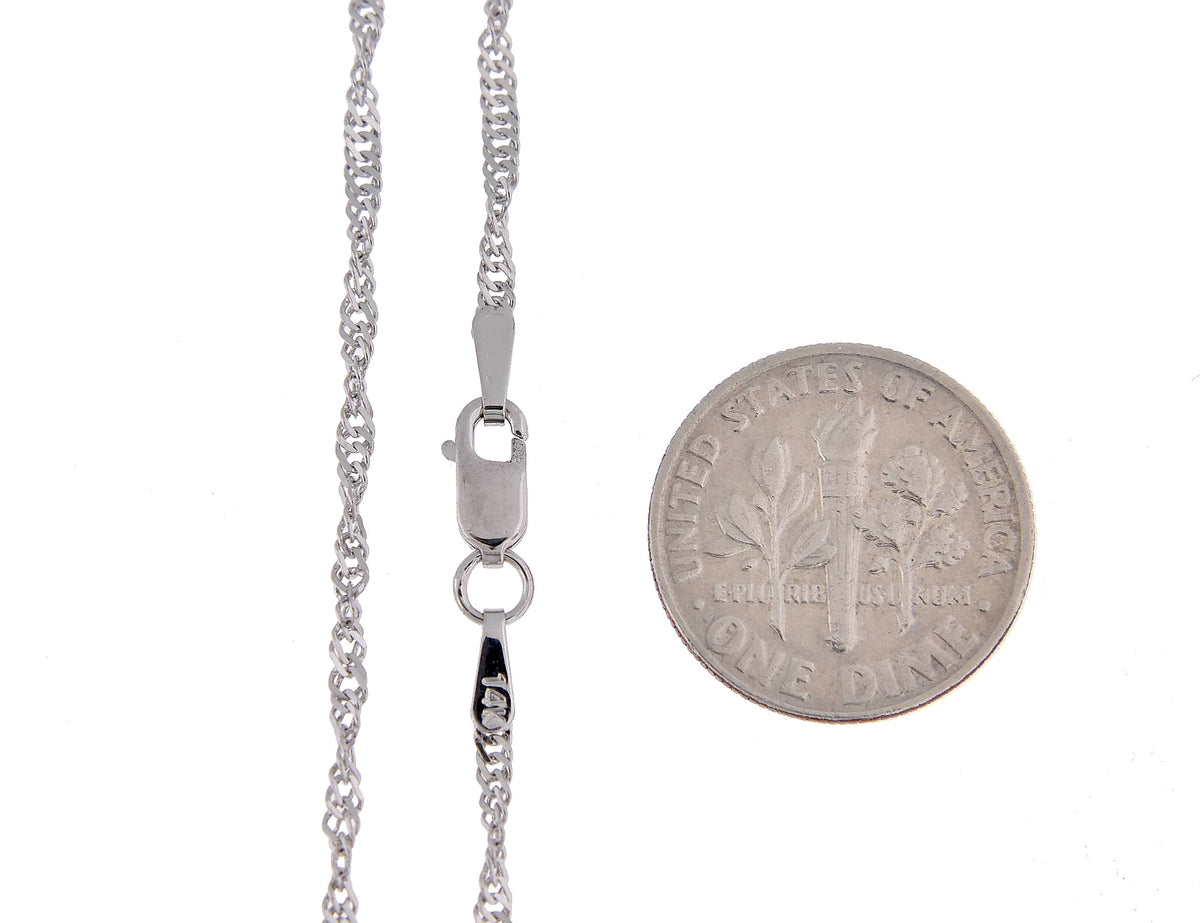 14k white gold 1.7mm singapore twisted bracelet anklet choker necklace pendant chain