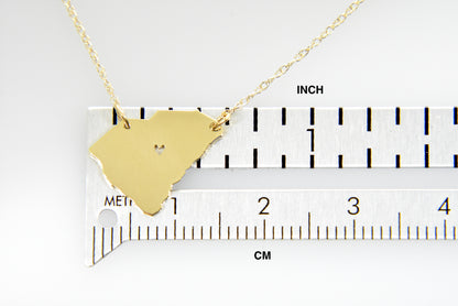 14k gold 10k gold silver south carolina sc state map necklace heart personalized city