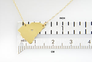 14k Gold 10k Gold Silver South Carolina SC State Map Necklace Heart Personalized City
