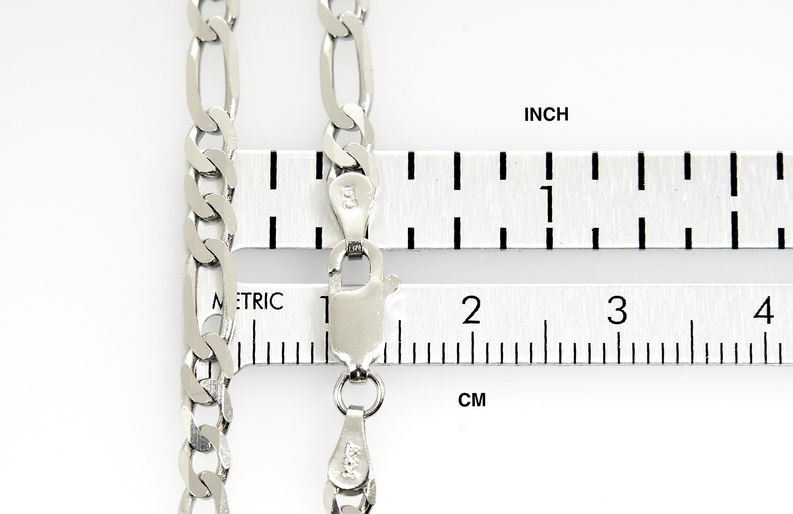 14K White Gold 4mm Figaro Bracelet Anklet Choker Necklace Pendant Chain
