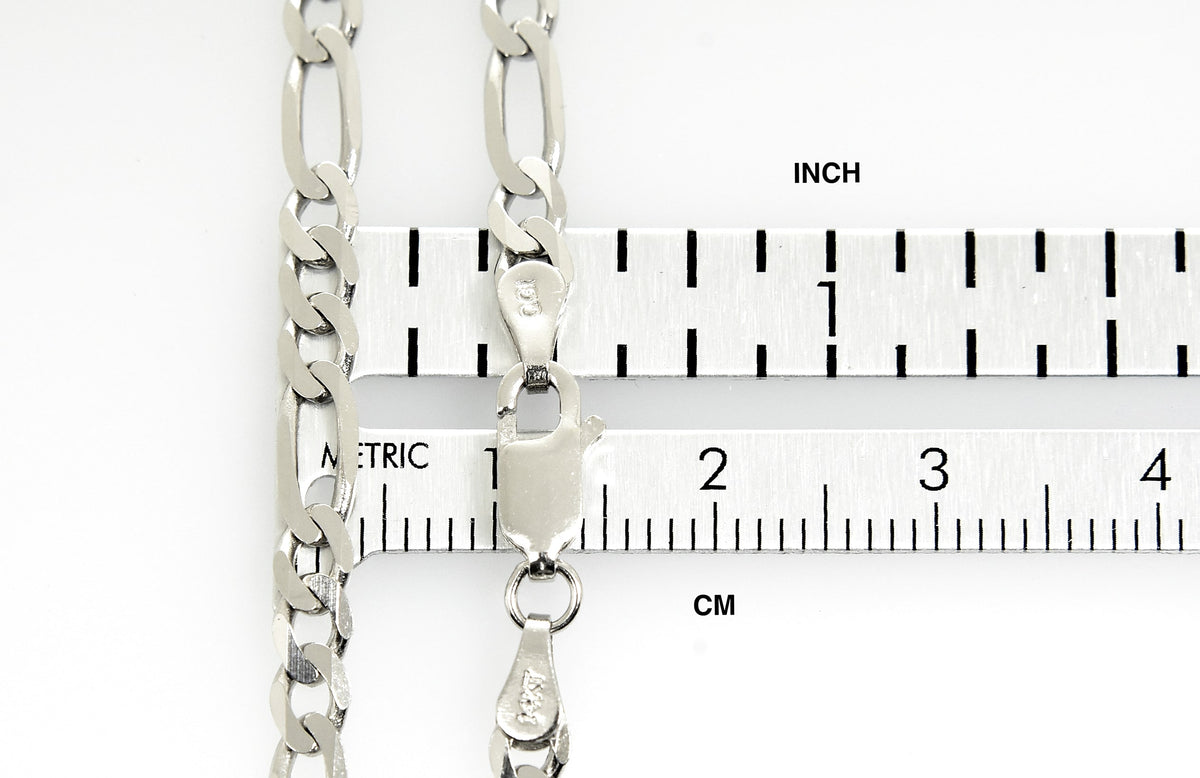 14k white gold 4mm figaro bracelet anklet choker necklace pendant chain