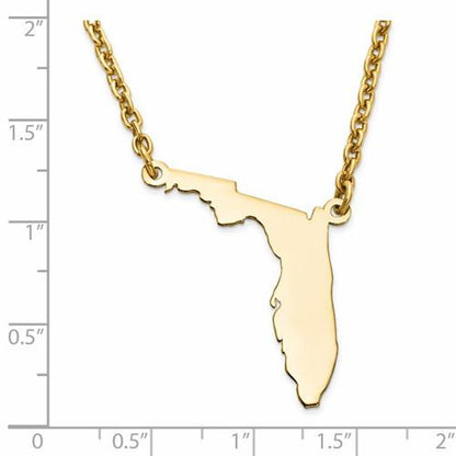 14k gold or sterling silver florida fl state necklace personalized monogram