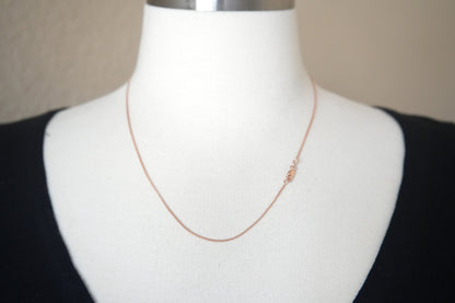 14k rose gold 1mm diamond cut wheat spiga choker necklace pendant chain lobster clasp