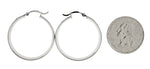 Charger l&#39;image dans la galerie, 14k White Gold Round Square Tube Hoop Earrings 30mm x 7mm

