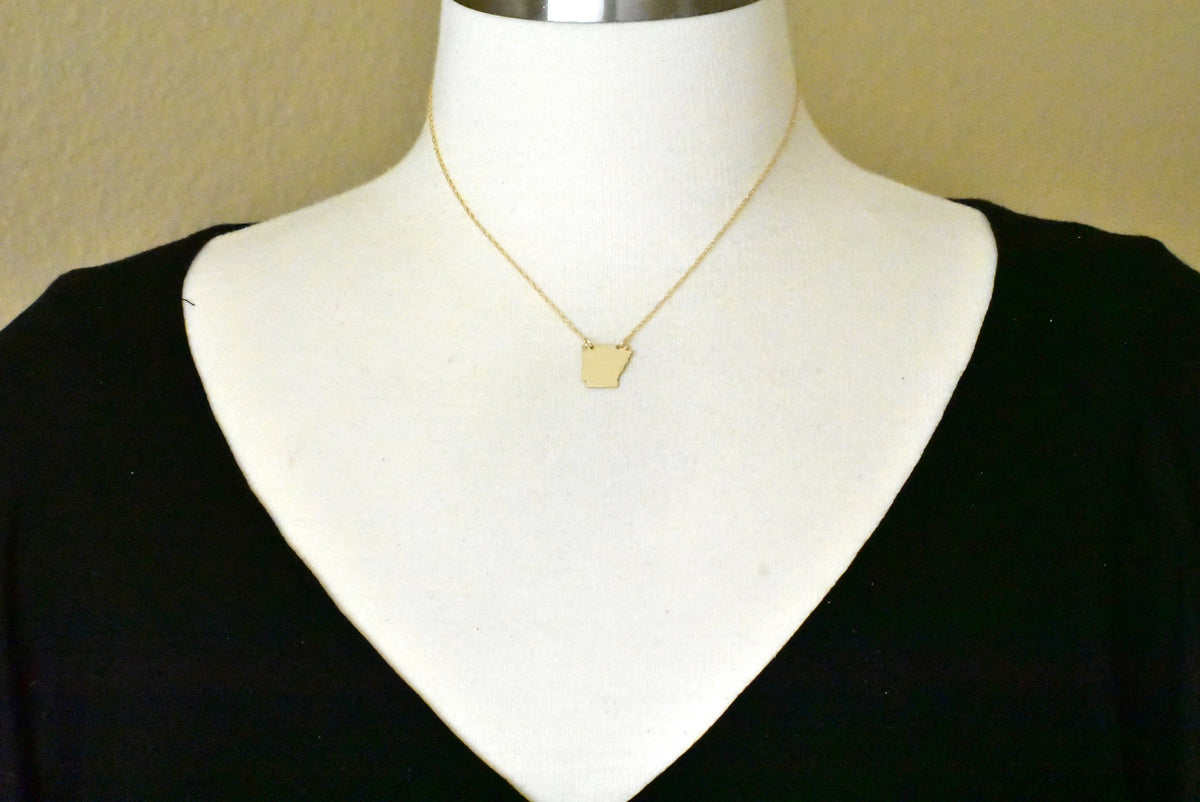 14k gold 10k gold silver arkansas state map necklace heart personalized city