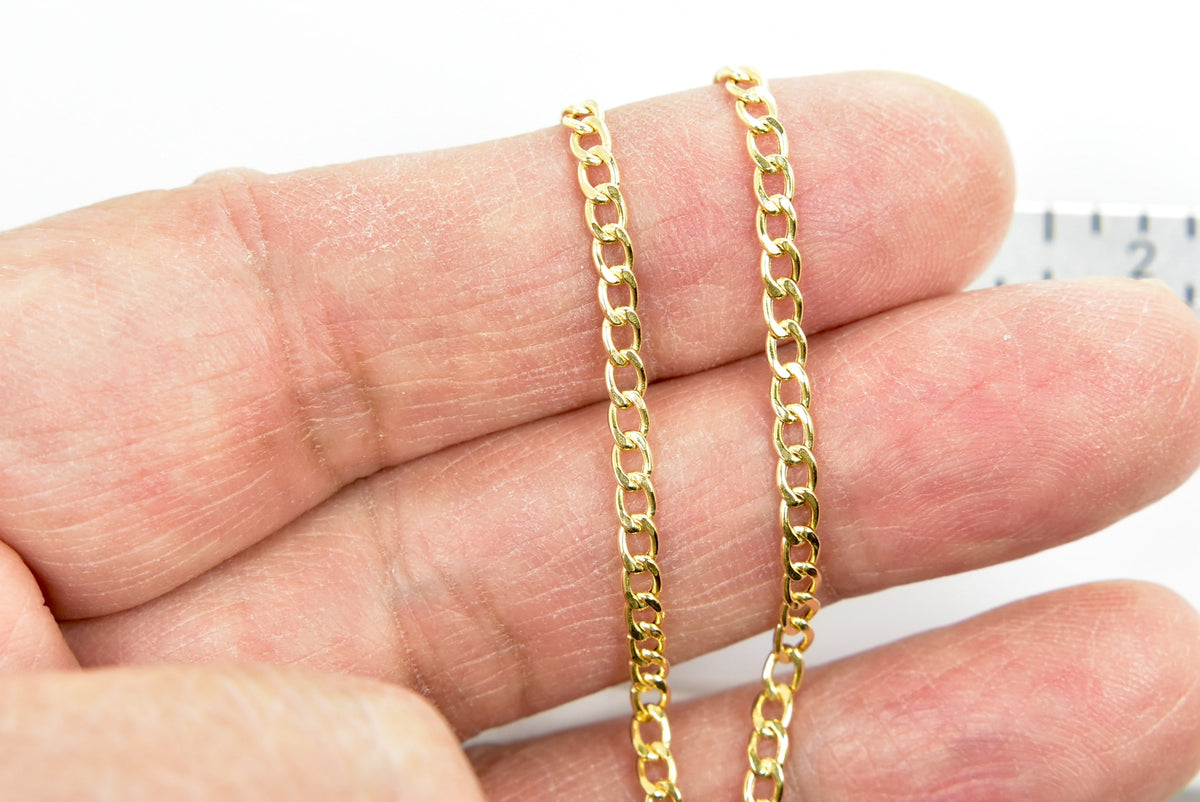14k yellow gold 2.85mm curb link bracelet anklet choker necklace pendant chain