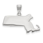 Afbeelding in Gallery-weergave laden, 14K Gold or Sterling Silver Massachusetts MA State Map Pendant Charm Personalized Monogram
