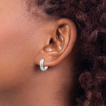 Load image into Gallery viewer, 14K White Gold Diamond Cut Patterned Classic Hinged Hoop Huggie Earrings
