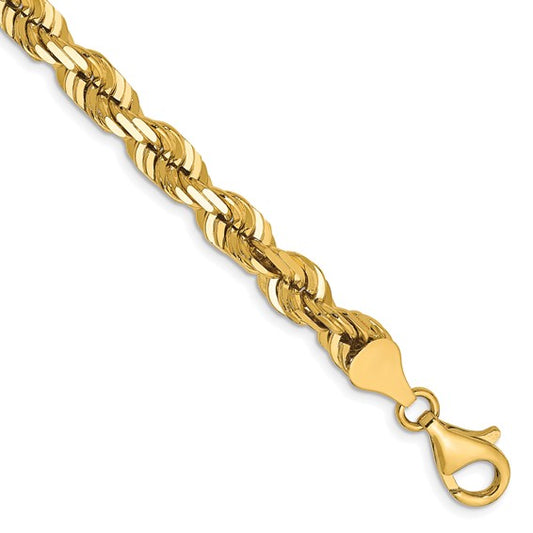 14k solid yellow gold 6.5mm diamond cut rope bracelet anklet choker necklace pendant chain