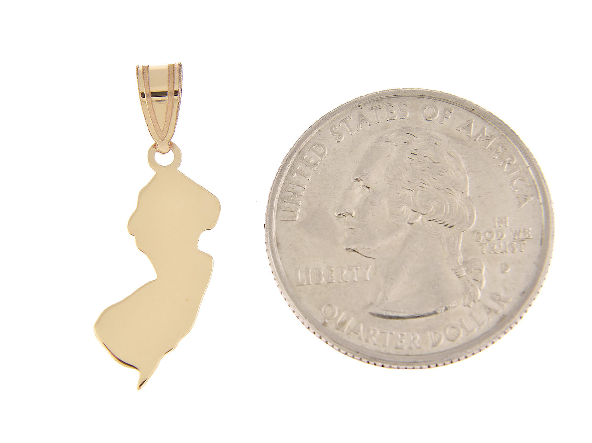 14k gold or sterling silver new jersey nj state map pendant charm personalized monogram