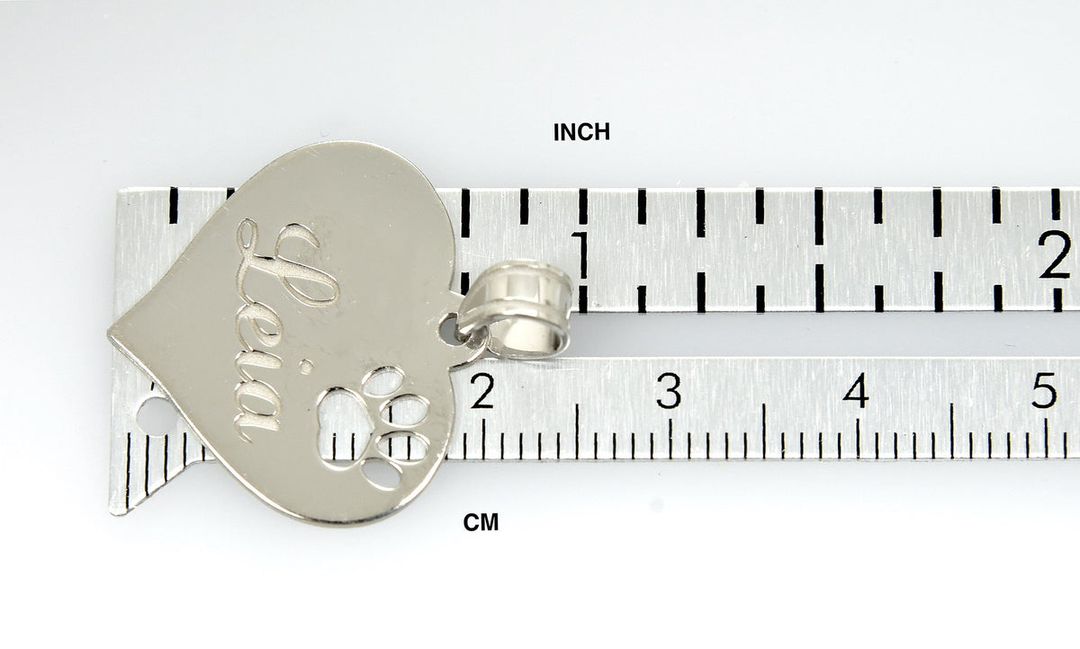 14k 10k yellow rose white gold or sterling silver paw print cut out personalized pendant charm
