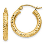 Load image into Gallery viewer, 14K Yellow Gold Diamond Cut Classic Round Hoop Earrings 19mm x 3mm

