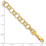 Load image into Gallery viewer, 14K Solid Yellow Gold 7mm Triple Link Charm Bracelet Chain Lobster Clasp
