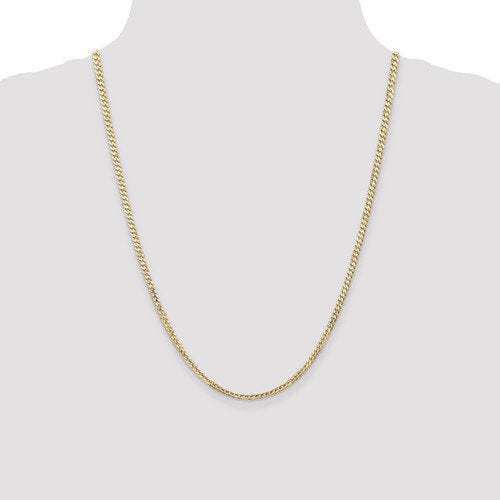 14k yellow gold 3mm open concave curb bracelet anklet choker necklace pendant chain