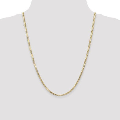 14k yellow gold 3mm open concave curb bracelet anklet choker necklace pendant chain