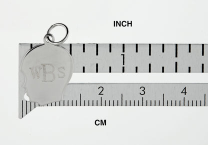14k white gold 13mm boy head silhouette disc pendant charm engraved personalized