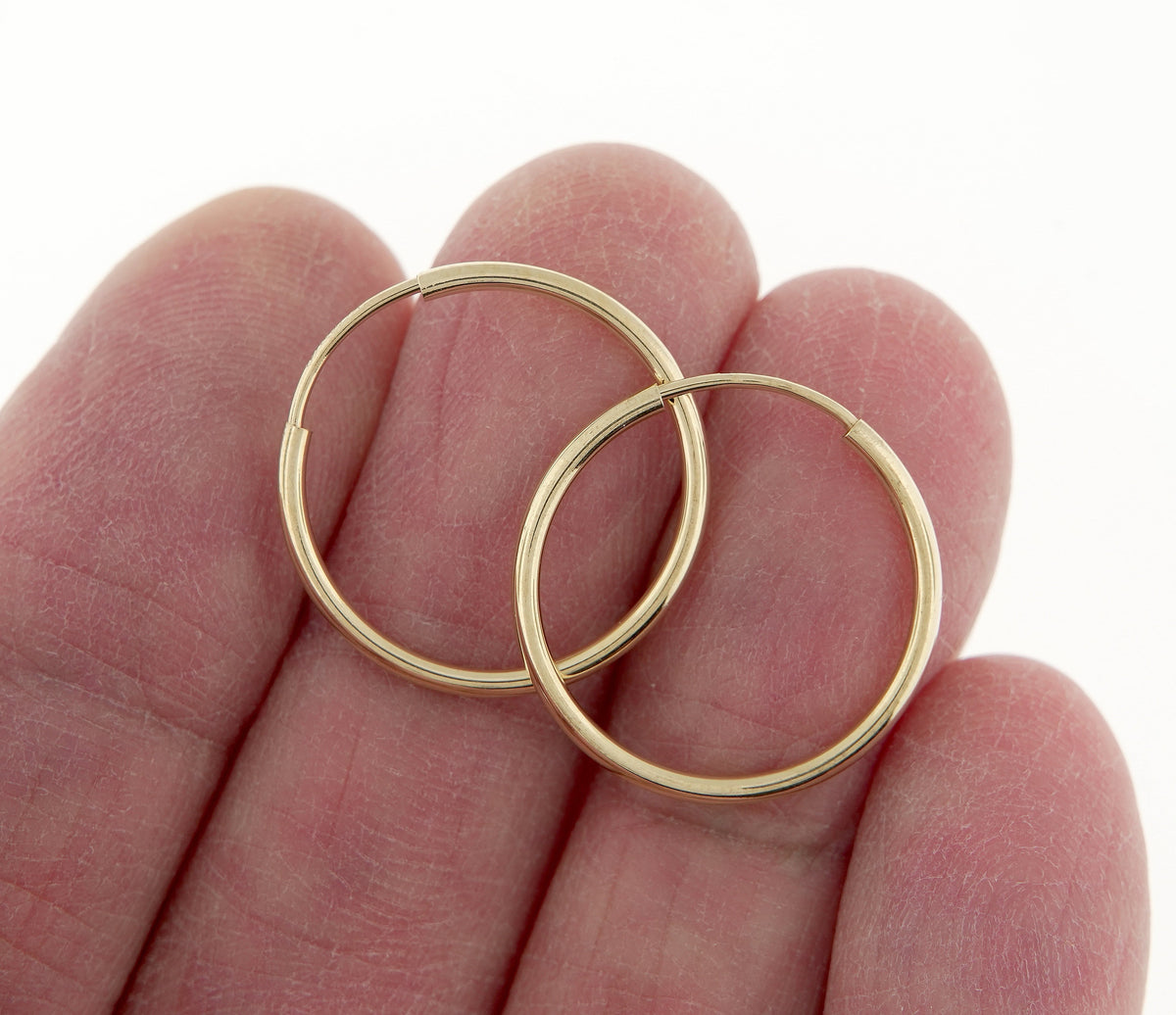 14k yellow gold classic endless round hoop earrings 20mm x 1.5mm