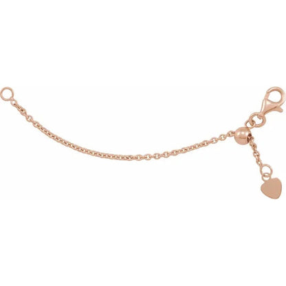 14k yellow rose white gold or sterling silver cable chain extender adjustable up to 3 inches with lobster clasp