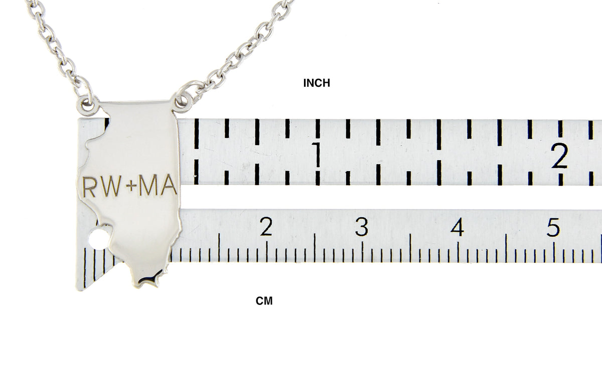 14k gold or sterling silver illinois il state name necklace personalized monogram