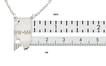 14k gold or sterling silver illinois il state name necklace personalized monogram