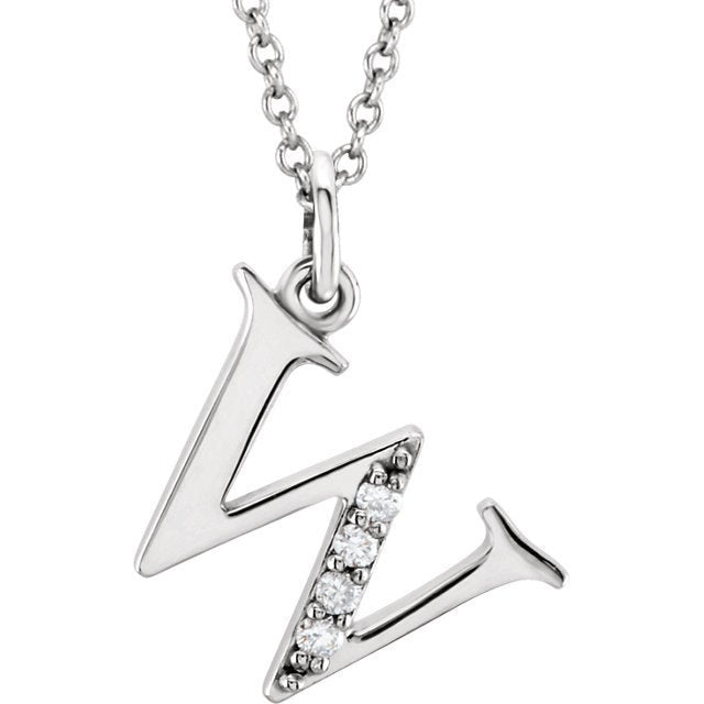 14k yellow rose white gold .025 ctw diamond tiny petite lowercase letter w initial alphabet pendant charm necklace