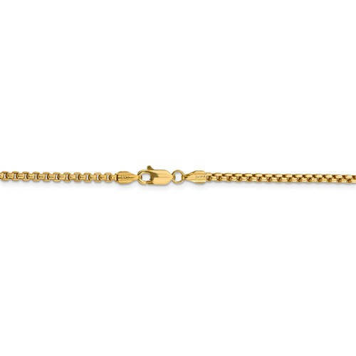 14k yellow gold 2.45mm round box bracelet anklet choker necklace pendant chain lobster clasp