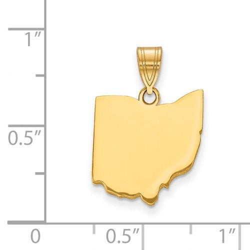 14K Gold or Sterling Silver Ohio OH State Map Pendant Charm Personalized Monogram