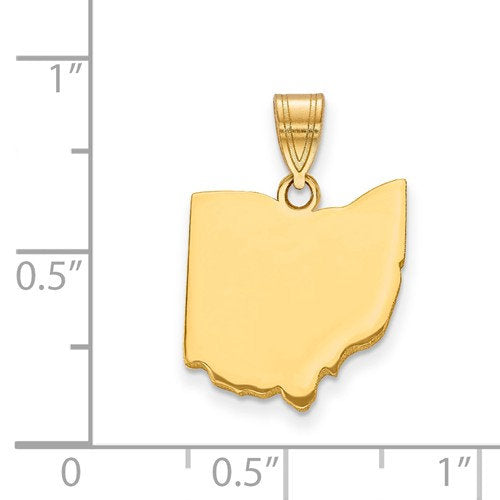 14k gold or sterling silver ohio oh state map pendant charm personalized monogram