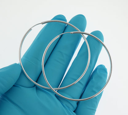 sterling silver 2.24 inch round endless hoop earrings 57mm x 2mm