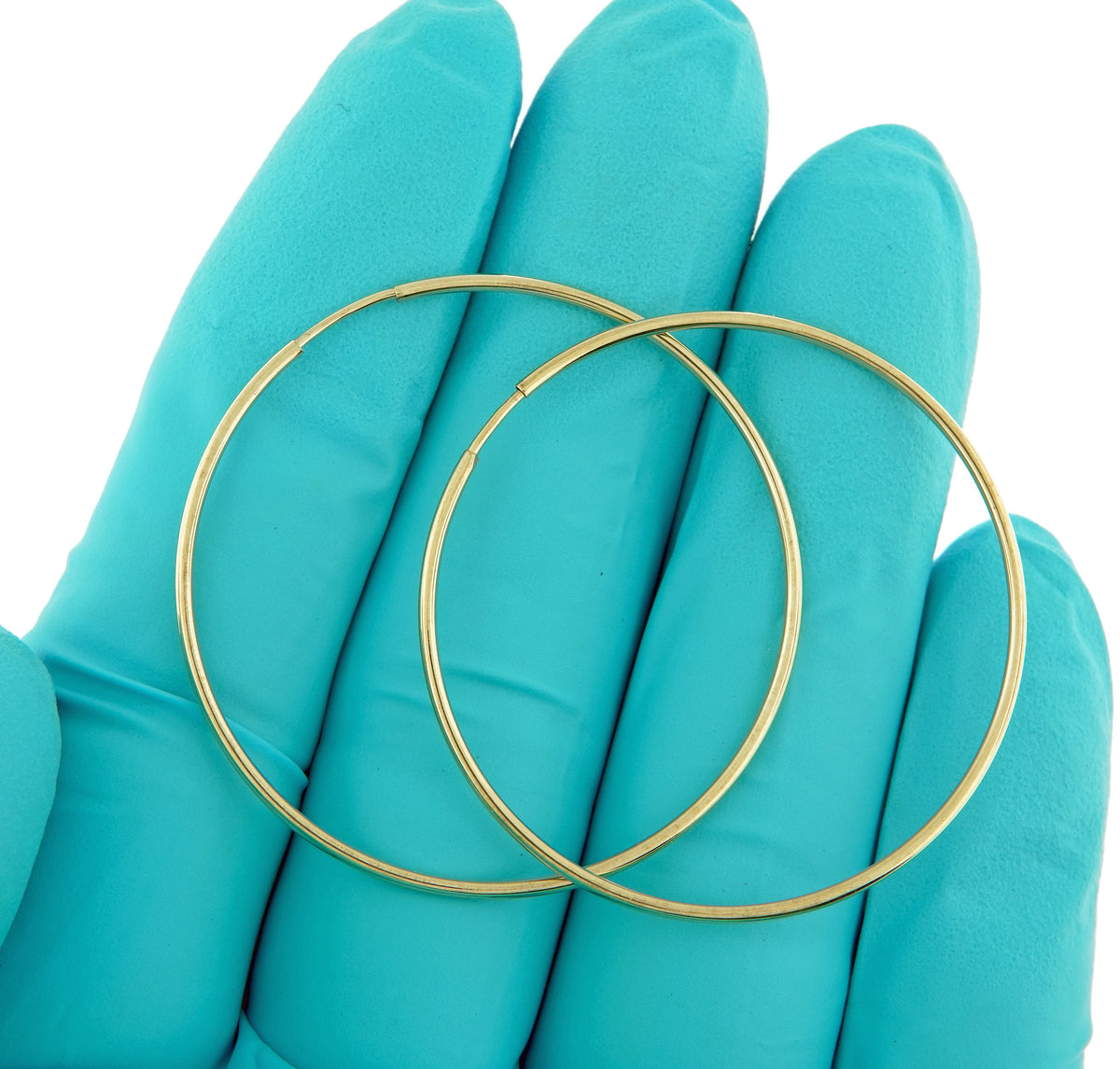 14k yellow gold round endless hoop earrings 40mm x 1.25mm