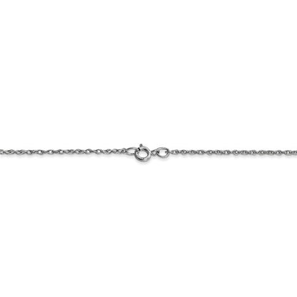 10k white gold 0.95mm cable rope choker necklace pendant chain spring ring clasp
