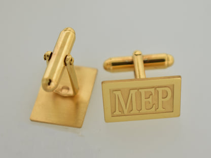 14k yellow 14k white gold sterling silver rectangle cufflinks cuff links personalized monogram