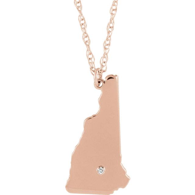 14k 10k yellow rose white gold diamond silver new hampshire nh state map personalized city necklace