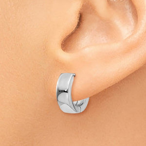 14k White Gold Classic Huggie Hinged Hoop Earrings 13mm x 4mm