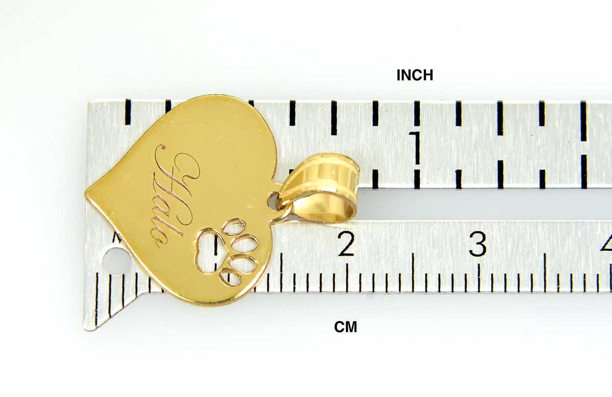 14k 10k yellow white gold or sterling silver paw print cut out personalized pendant charm